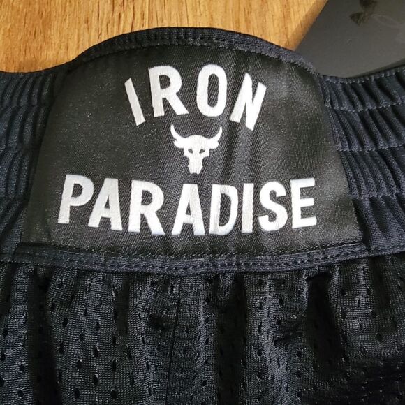 Under Armour UA Project Rock Iron Paradise Black Mesh Shorts Men's Size Small S - Picture 6 of 11